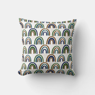 Boho Rainbows Blue Green and Brown Cushion