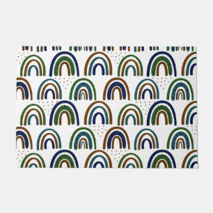 Boho Rainbows Blue Green and Brown  Doormat