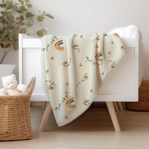 Boho rainbows eucalyptus nursery baby shower fleece blanket