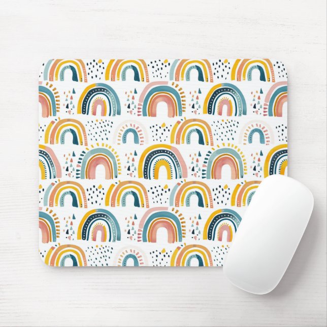 Boho Rainbows Mouse Mat (With Mouse)