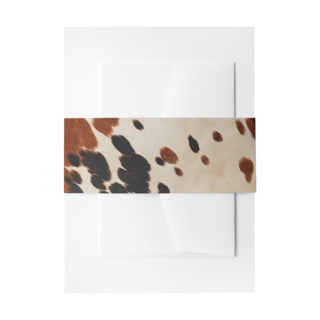 Boho Ranch Cowhide Wedding Invitation Belly Band (Front Example)