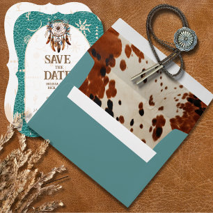 Boho Ranch Faux Hide Save the Date Envelope