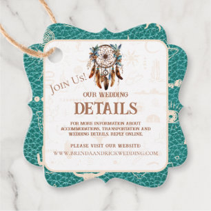Boho Ranch Wild West Faux Leather Turquoise Detail Favour Tags
