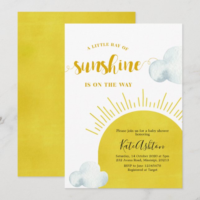Boho Ray of Sunshine Baby Shower Invitation (Front/Back)