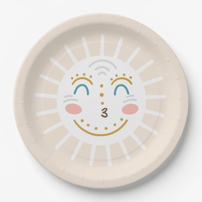 Boho Ray of Sunshine Paper Plate (Front)
