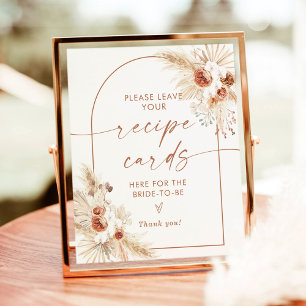 Boho Recipe Cards Sign   Terracotta Pampas Grass