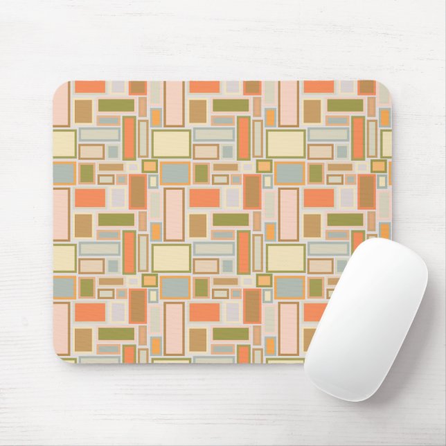 Boho Rectangles  Mouse Mat (With Mouse)