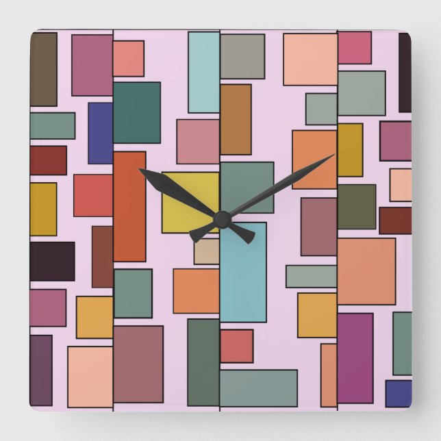 Boho Rectangles  Square Wall Clock (Front)