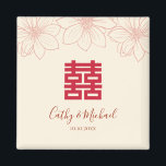 Boho red and beige floral Chinese wedding Magnet<br><div class="desc">Realise your dream wedding with an oriental touch! You can customise the design by adding your names and wedding date etc. You are also welcome to reach out to me for any special design which is uniquely for you. Double happiness symbol and red decorations are the must have items for...</div>