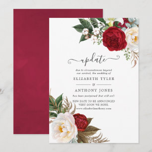 Boho Red and White Floral Wedding Update Invitation