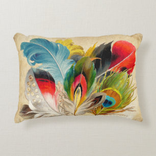 Boho Red and Yellow Trendy Feather Decorative Cushion