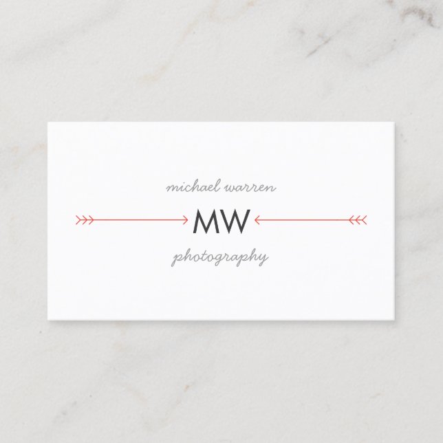 Boho Red Arrows Monogram Logo Business Card (Front)