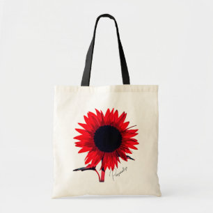 Boho Red Black Sunflower Elegant  Tote Bag