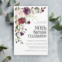 Boho Red Blush and Purple 80th Birthday Party