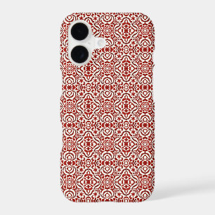 Boho Red Floral Damask Seamless Pattern Design
