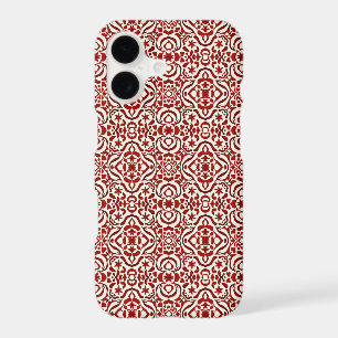 Boho Red Floral Damask Seamless Pattern Design