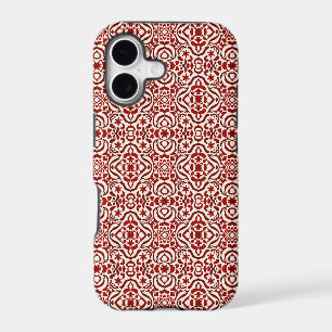Boho Red Floral Damask Seamless Pattern Design