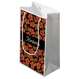 Boho red floral Monogram Gift Bag