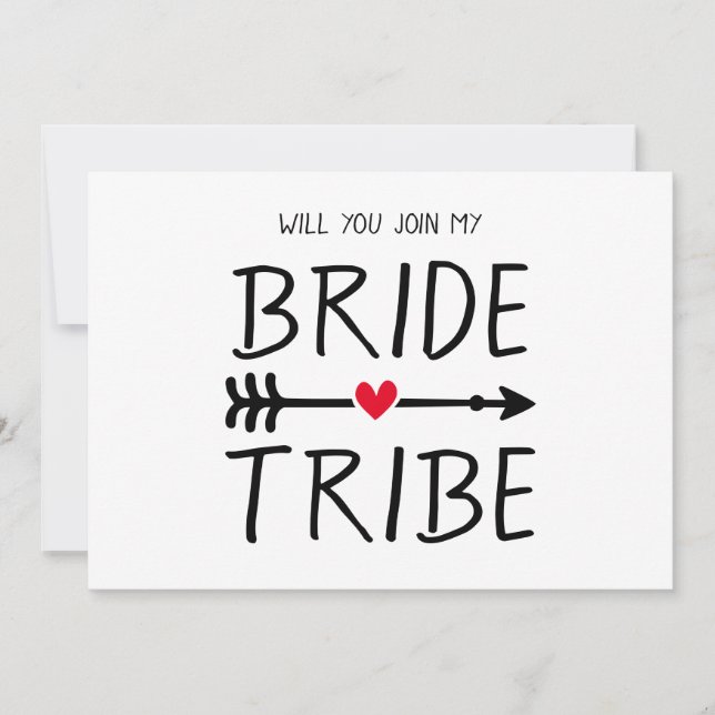 Boho Red Heart Arrow Will You Join My Bride Tribe Invitation (Front)