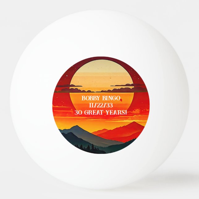 BOHO RED SUNSET Design Ping Pong Ball (Front)