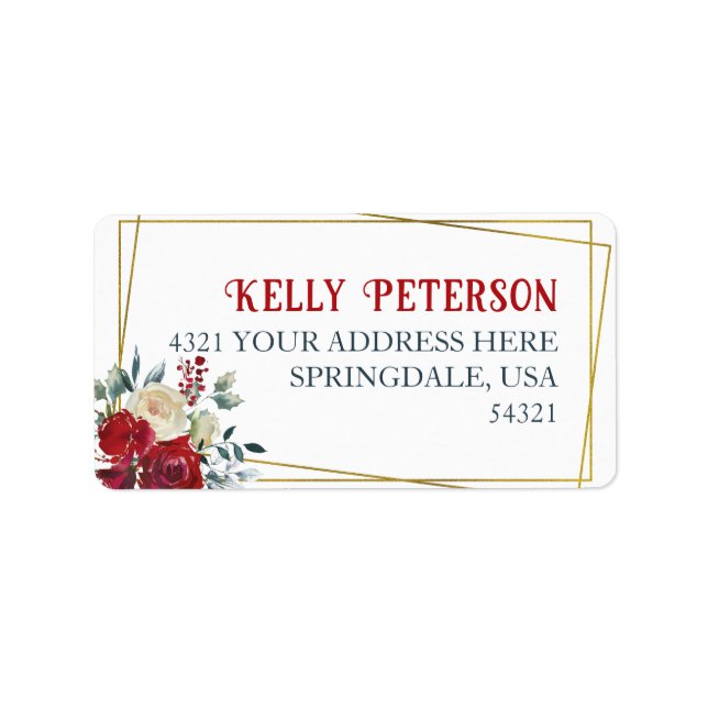 Boho Red Watercolor Floral Baby Shower Label (Front)