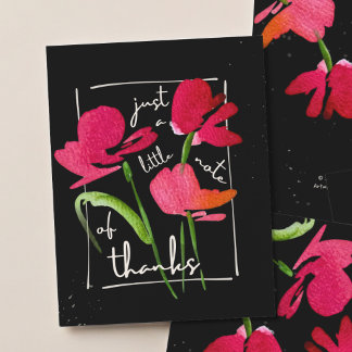 Boho Red Wildflower Script Thank You Card 