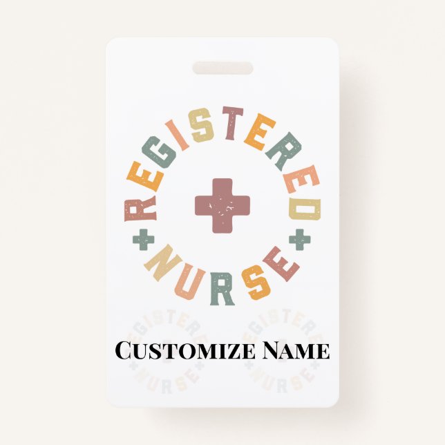 Boho Registered Vertical Nurse  ID Badge (Front)