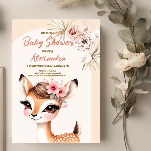 Boho reindeer Safari Animals Baby Shower Invitation (Creator Uploaded)