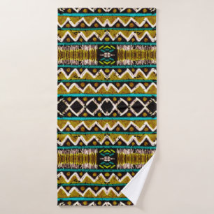 Boho repeat. Geometric seamless embroidery. Decora Bath Towel