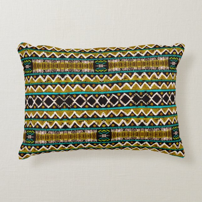 Boho repeat. Geometric seamless embroidery. Decora Decorative Cushion (Front)