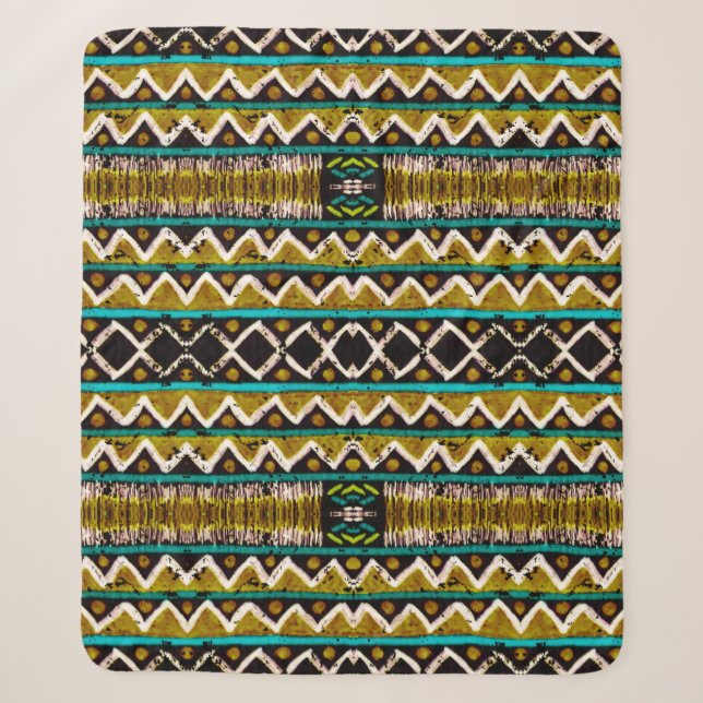 Boho repeat. Geometric seamless embroidery. Decora Sherpa Blanket (Front)