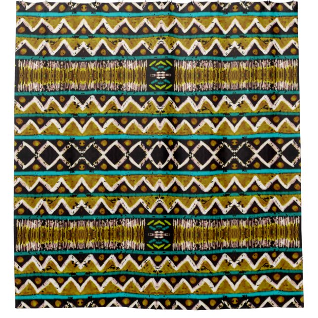 Boho repeat. Geometric seamless embroidery. Decora Shower Curtain (Front)