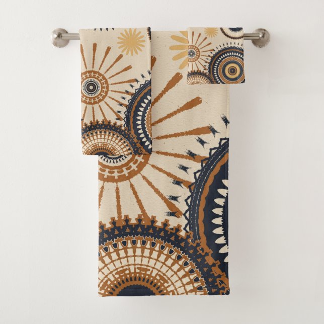 Boho Repeat Pattern  Bath Towel Set (Insitu)