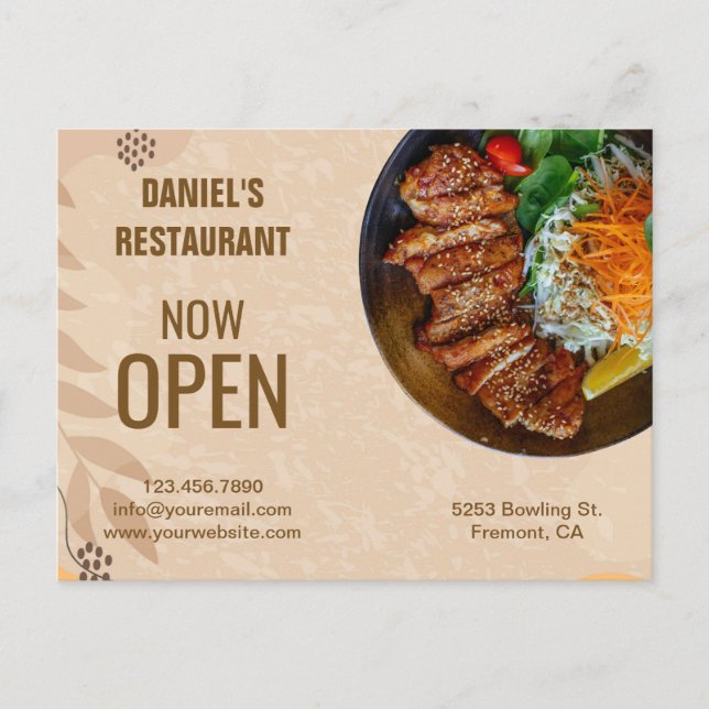 Boho Restaurant Marketing Postcard (Front)