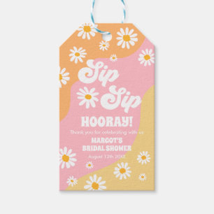 Boho Retro 70s Bridal Shower Wine Favour Gift Tags