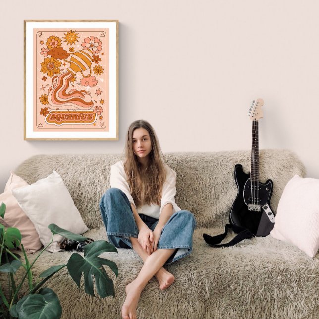  Boho Retro Aquarius Zodiac  Poster (Creator Uploaded)