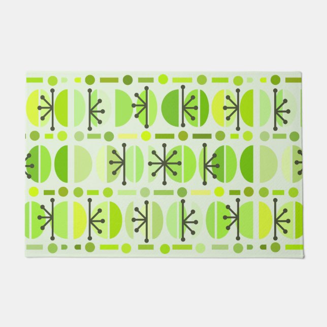 Boho Retro Bowls Lines Chartreuse Doormat (Front)