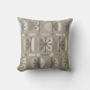 Boho Retro Bowls Lines Taupe Cushion