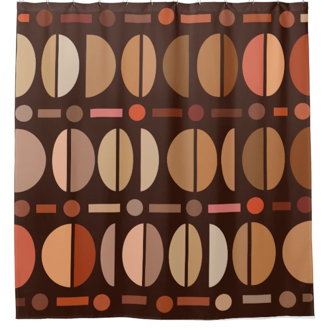 Boho Retro Bowls Pattern Dark Earth Tones Shower Curtain (Front)