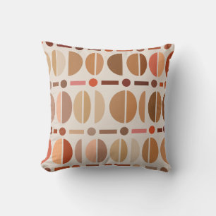 Boho Retro Bowls Pattern Light Earth Tones Cushion