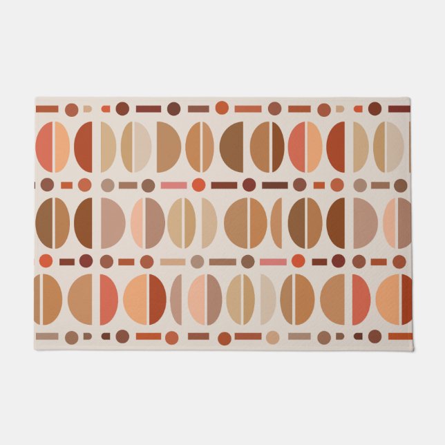 Boho Retro Bowls Pattern Light Earth Tones Doormat (Front)