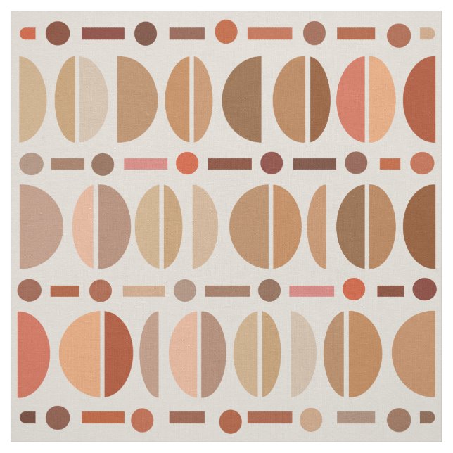 Boho Retro Bowls Pattern Light Earth Tones Fabric (Swatch)