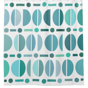 Boho Retro Bowls Pattern Turquoise Shower Curtain