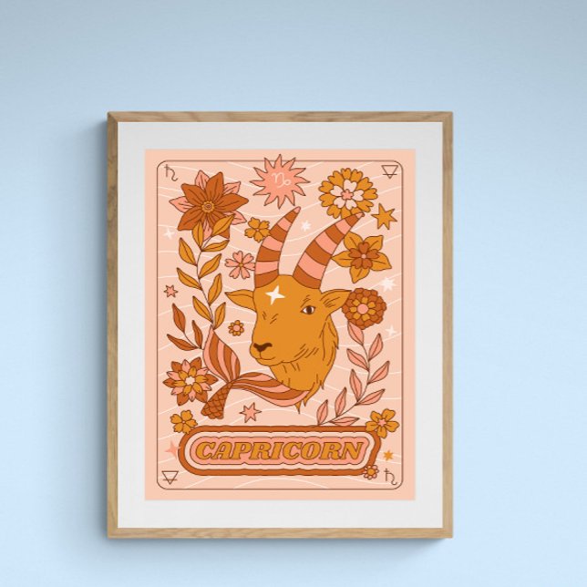 Boho Retro Capricorn Zodiac Poster (Creator Uploaded)