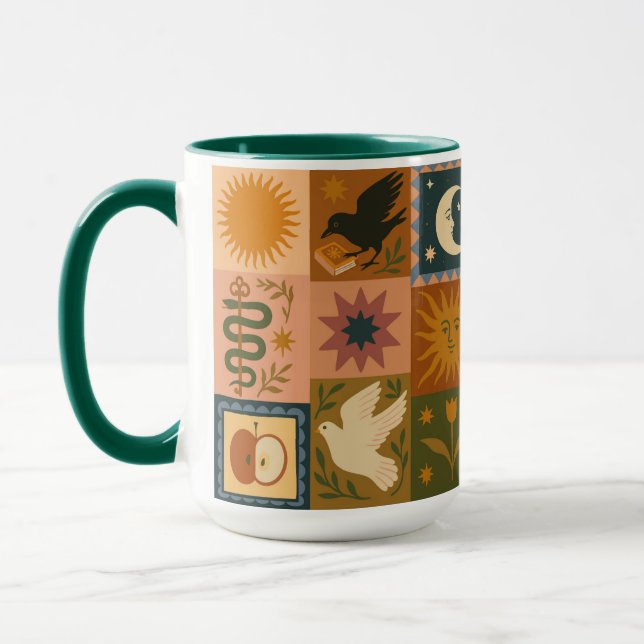 Boho Retro Celestial Sun Moon  Mug (Left)