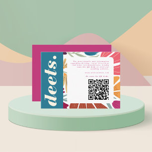 Boho Retro Chic Colourful Floral Wedding Detail Enclosure Card