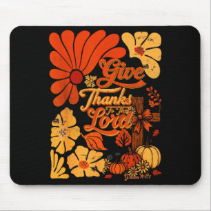 Boho Retro Christian Fall Pumpkin Give Thanks To T Mouse Mat