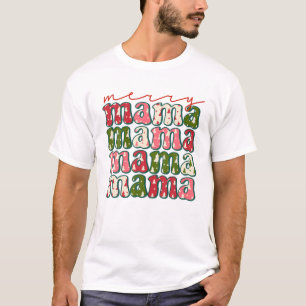 Boho Retro Christmas Mama Mum Mother T-Shirt