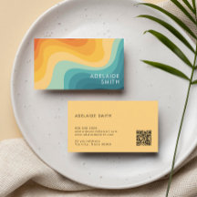 Boho Retro Classic Color Wave Minimalist Qr Code
