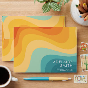 Boho Retro Classic Colour Wave Minimalist Envelope